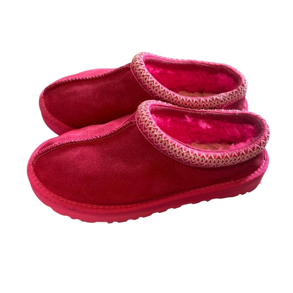 UGG Tasman II Slippers Hot Pink Suede Sheepskin Lined Womens Size 8